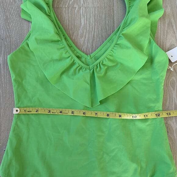 Aritzia Wilfred Danette Neon Ivy Ruffle Swim Bodysuit One Piece Top - Picture 12 of 13